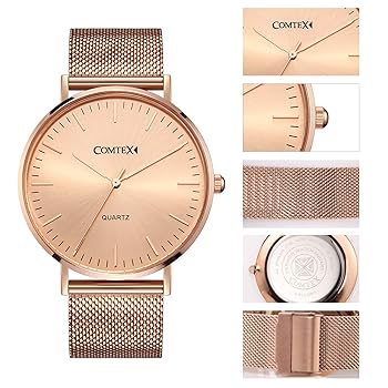 Amazon | Comtex 腕時計 シャンペン ゴールド ステンレス